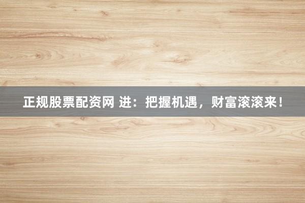 正规股票配资网 进：把握机遇，财富滚滚来！