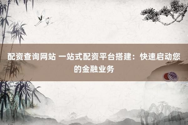 配资查询网站 一站式配资平台搭建：快速启动您的金融业务