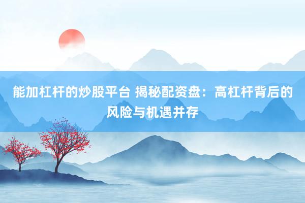 能加杠杆的炒股平台 揭秘配资盘：高杠杆背后的风险与机遇并存